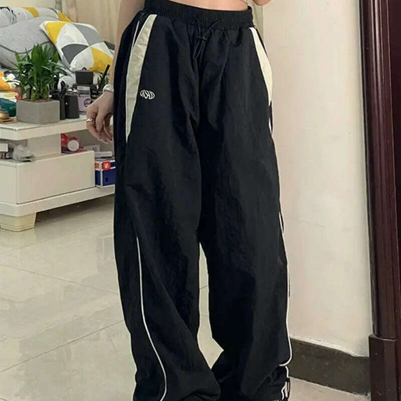 Casual Wide-Leg Cargo Pants – Drawstring, Y2K Streetwear Joggers - D&M Boutique
