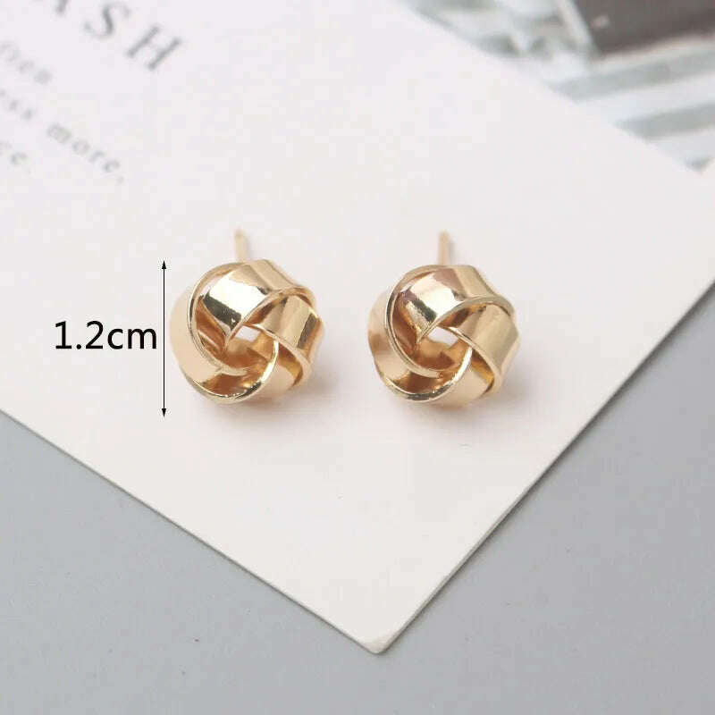 Tiny Metal Stud Earrings - Twist Round Design