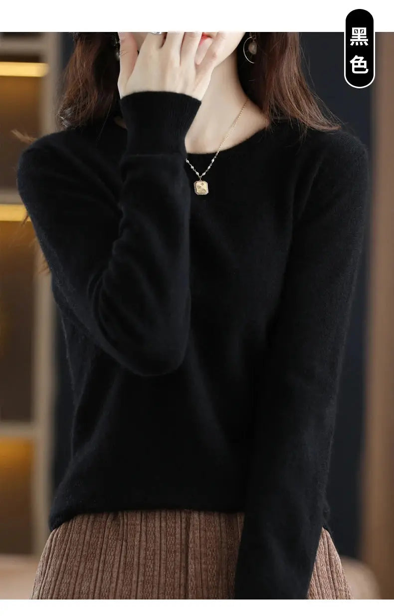 Wool Cashmere O-Neck Sweater: Loose Fit, Long Sleeve Top - D&M Boutique