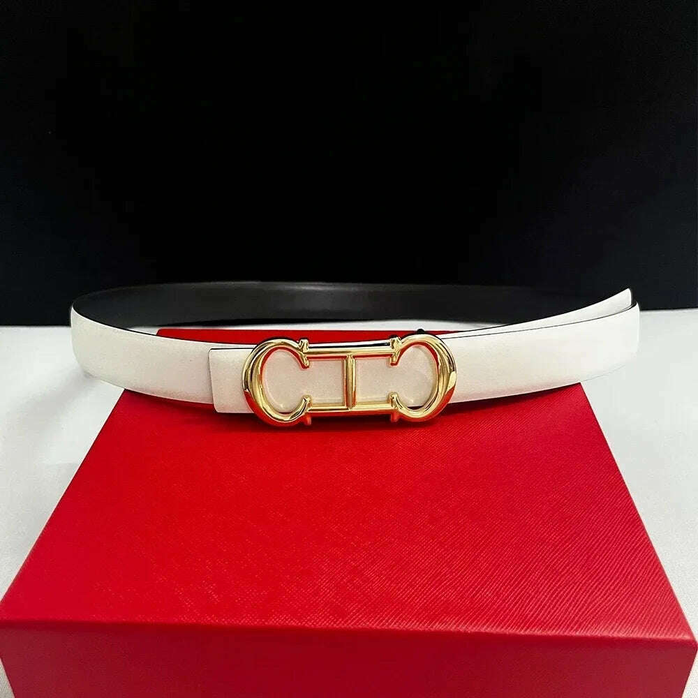 Luxury 25mm Leather Belt for Women with Brand Buckle