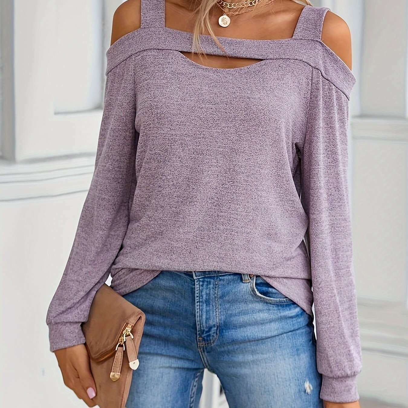 Women's Cold Shoulder Square Neck Tunic Top - D&M Boutique