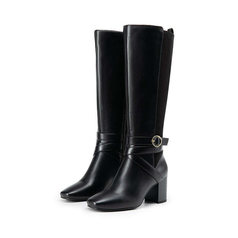 Knee High Block Heel Riding Boots