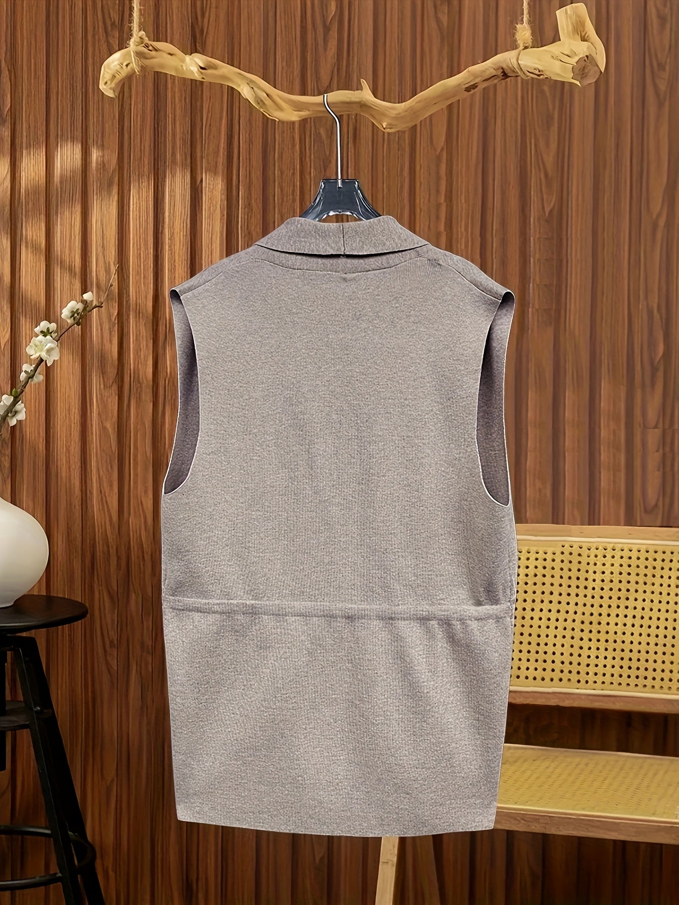 Women's Casual V-Neck Cardigan – Longline Open Front Vest with Adjustable Drawstring