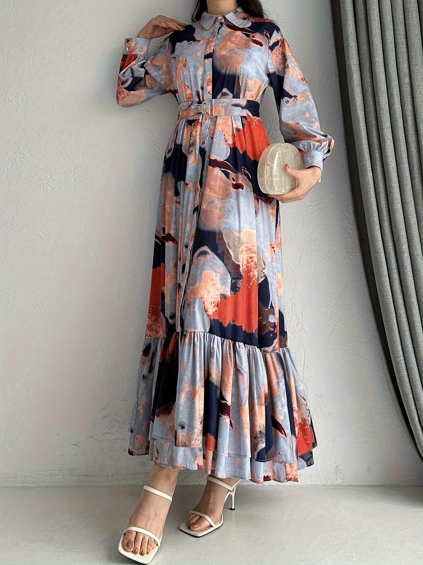 Women's Middle Eastern Muslim Temperament Printed Long Dress