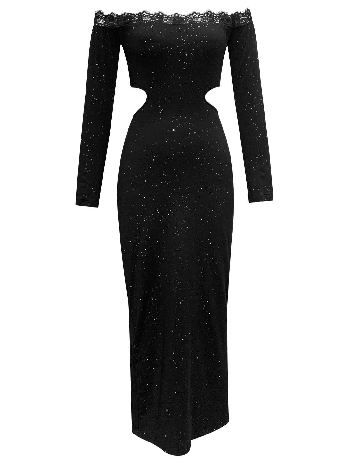 Lace Trim Off-Shoulder Slim Dress – Feminine & Flattering