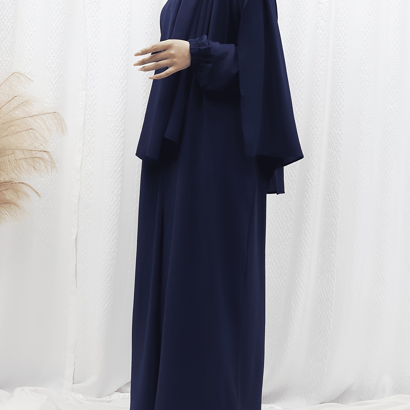 One set of sleeveless innerwear and outerwear combination in solid color, Elegant Casual polyester (polyester CEY breathable fabric) Muslim abaya for spring/summer/fall, does not include headscarf!