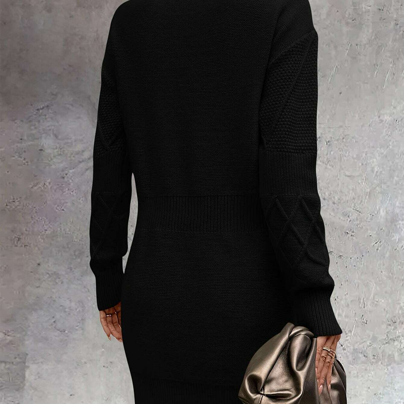 Oversized Chunky Ribbed Knit Sweater Dress for Women - D&M Boutique