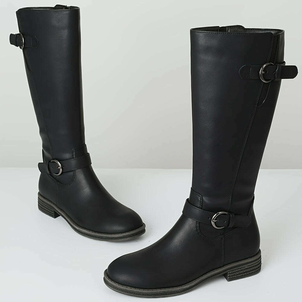 Thick Heel High Top Riding Boots