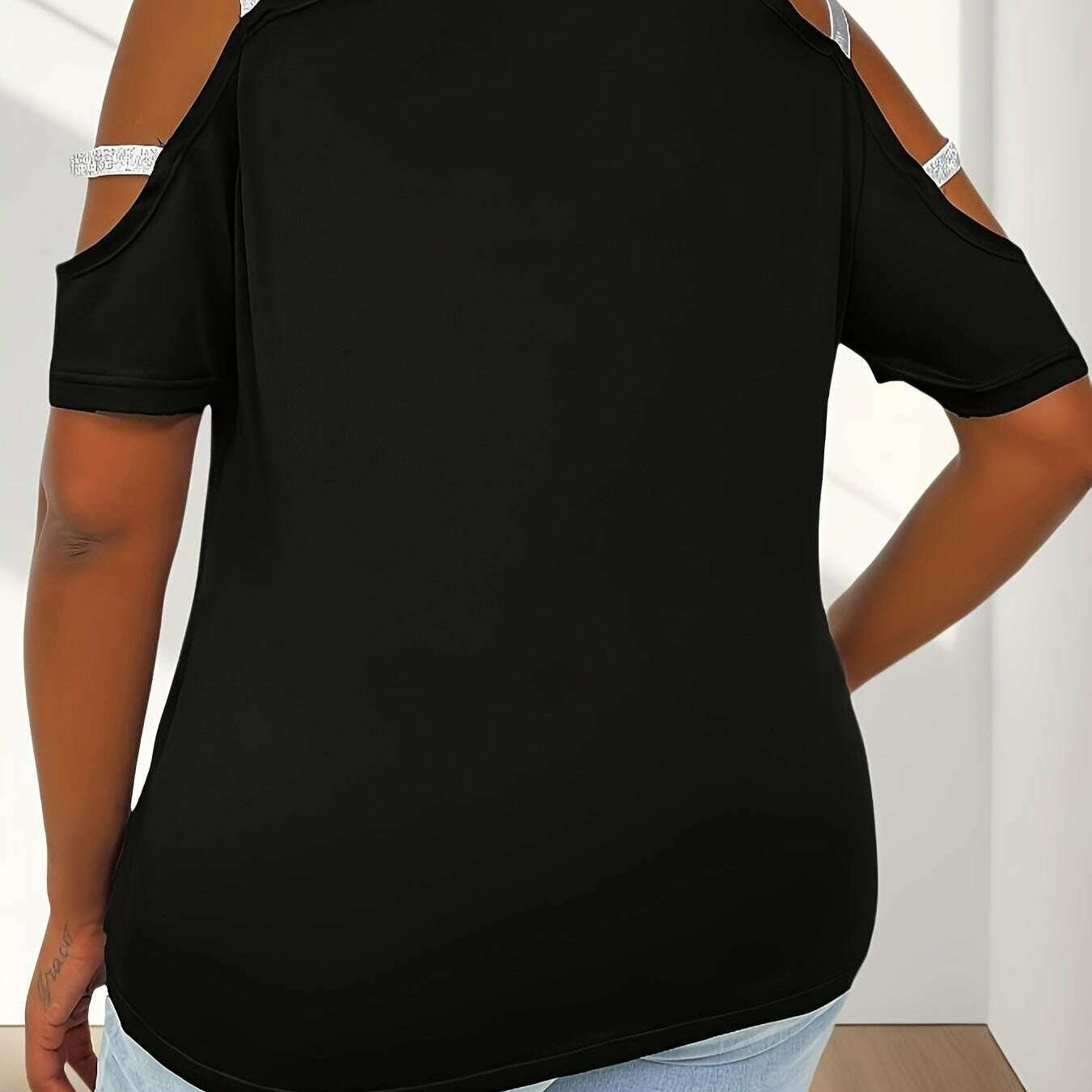 Women's Cold Shoulder Short Sleeve T-Shirt Blouse - D&M Boutique