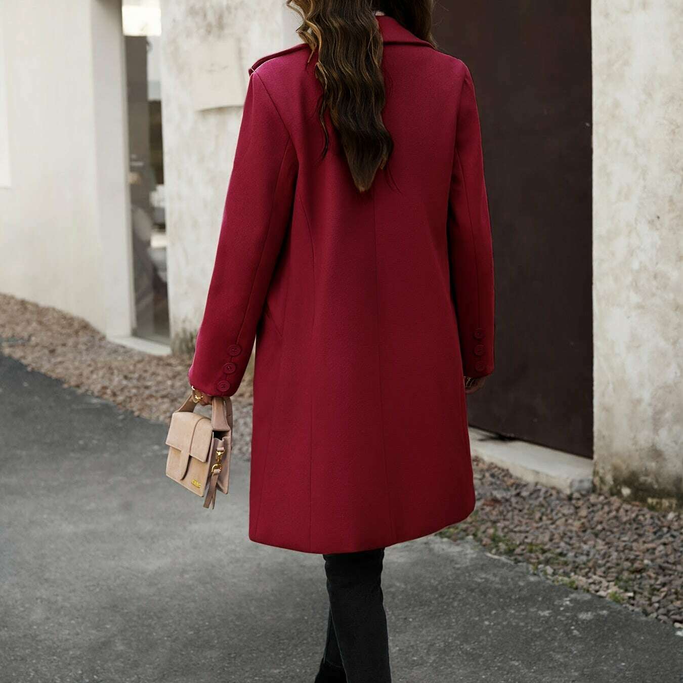 Women's Solid Color Commuter Blazer with Collar and Pockets