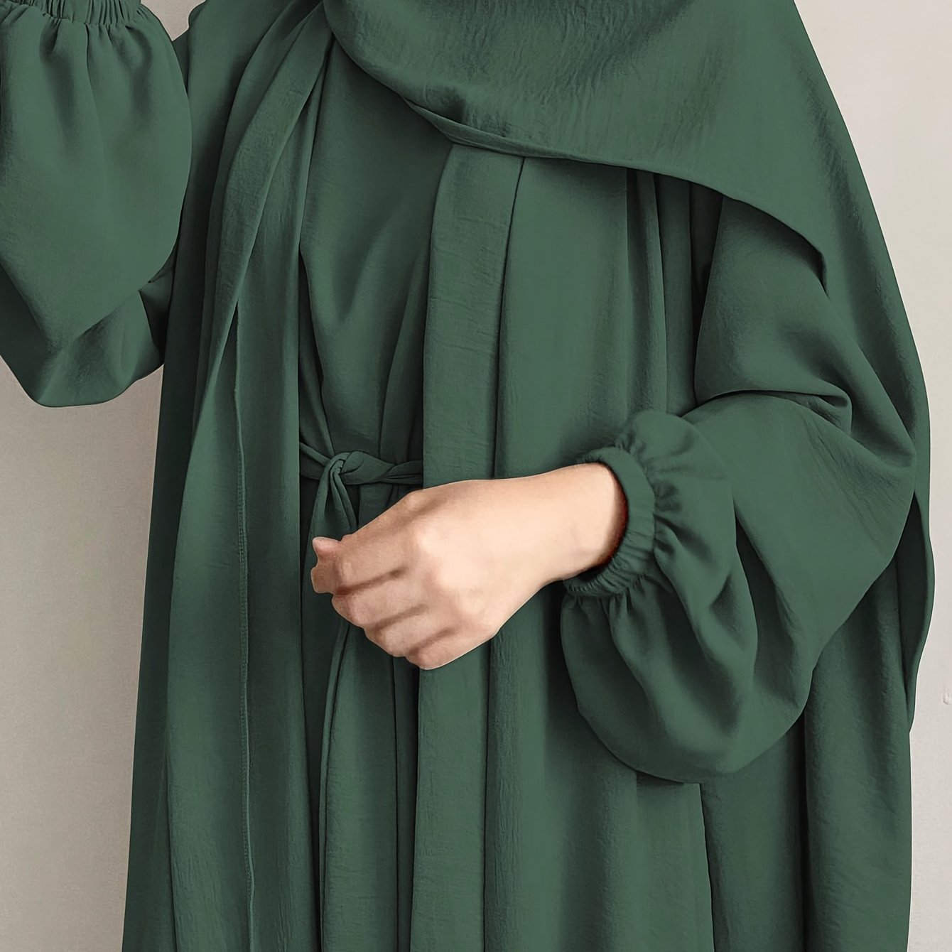 One set of sleeveless innerwear and outerwear combination in solid color, Elegant Casual polyester (polyester CEY breathable fabric) Muslim abaya for spring/summer/fall, does not include headscarf!