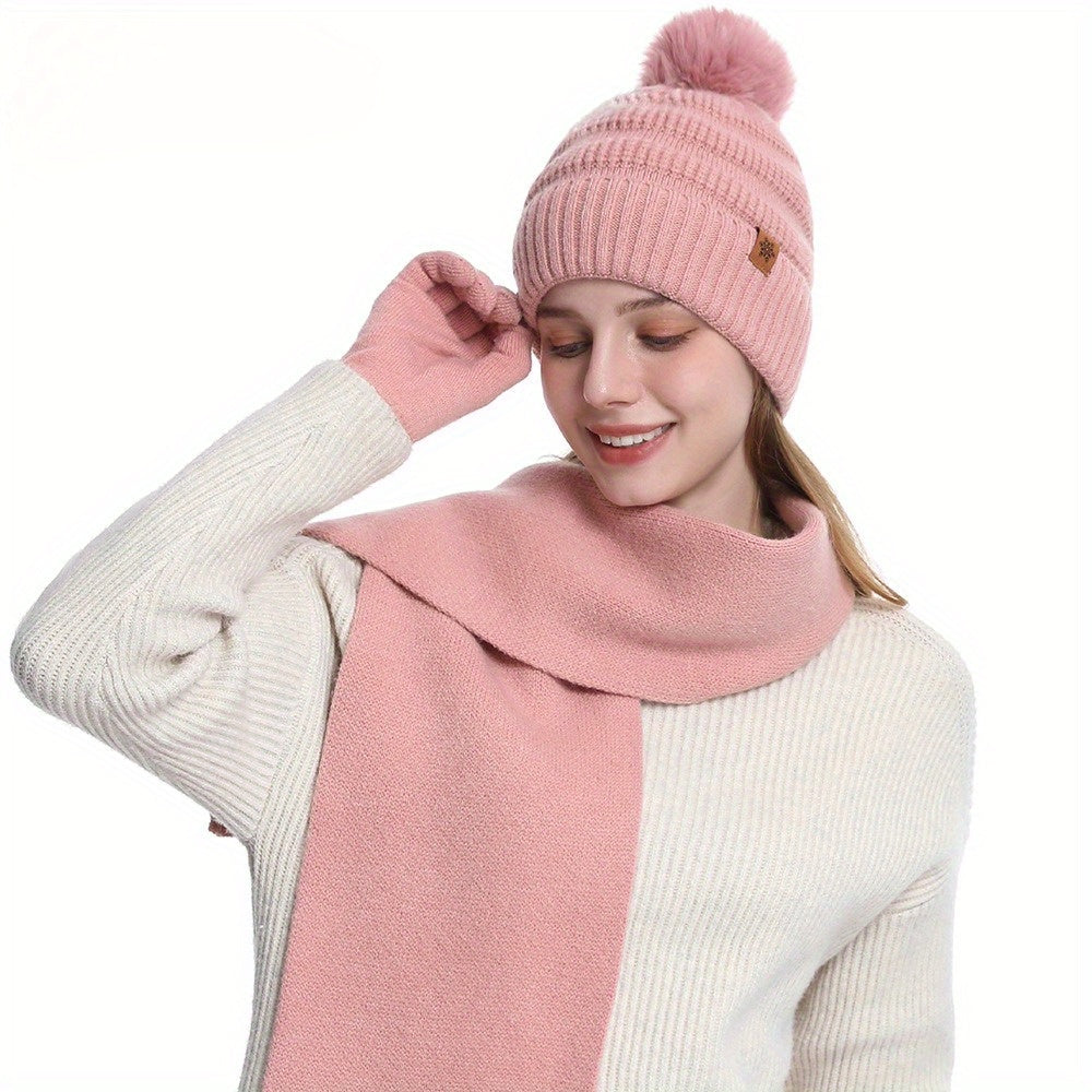 Women’s 3pcs Winter Set – Hat, Scarf & Gloves