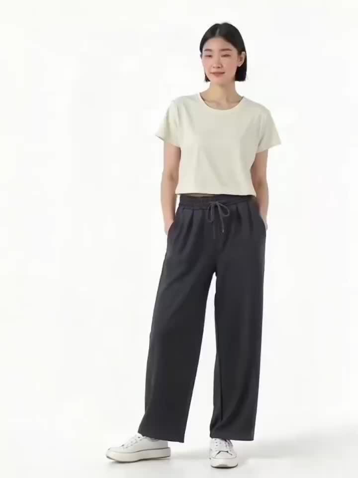 3pcs Women’s High-Waisted Casual Joggers Set – Drawstring Waist, Elastic Cuffs & Side Pockets