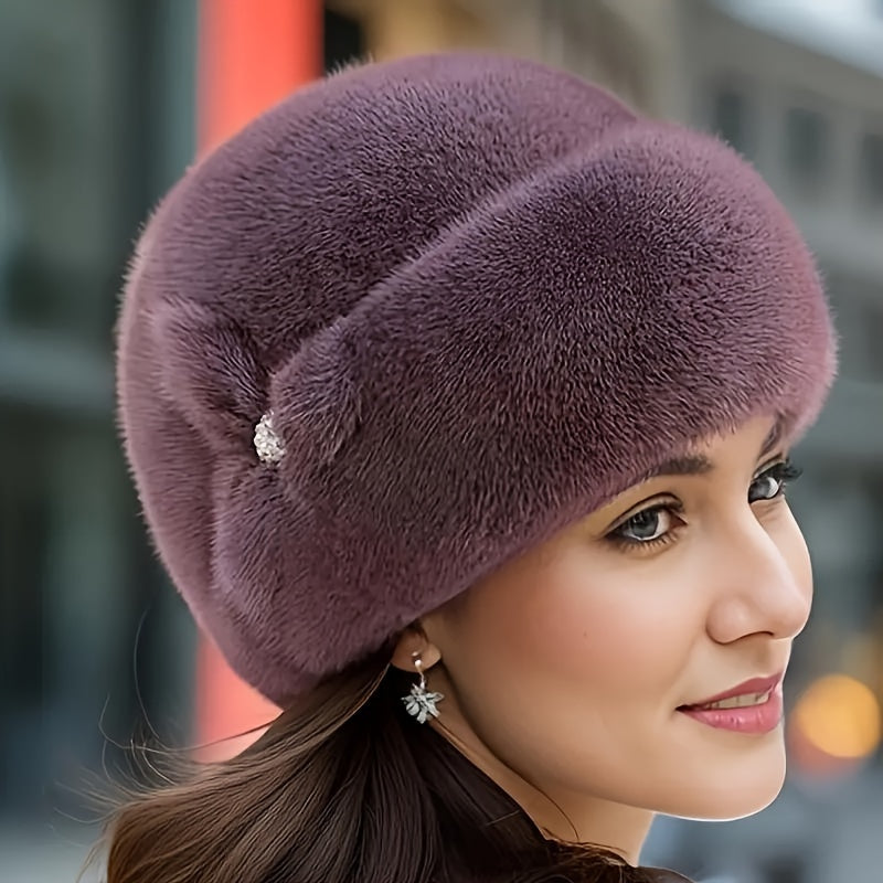 Faux Fur Beanie with Ear Flaps – Women’s Winter Hat