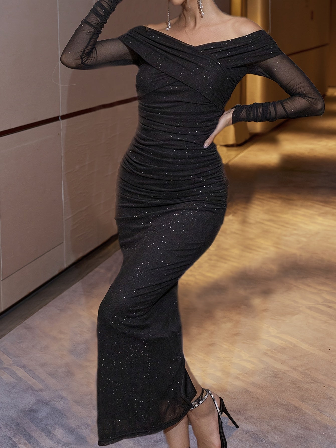 Elegant Off-Shoulder Party Dress – Chic & Stylish Evening Wear