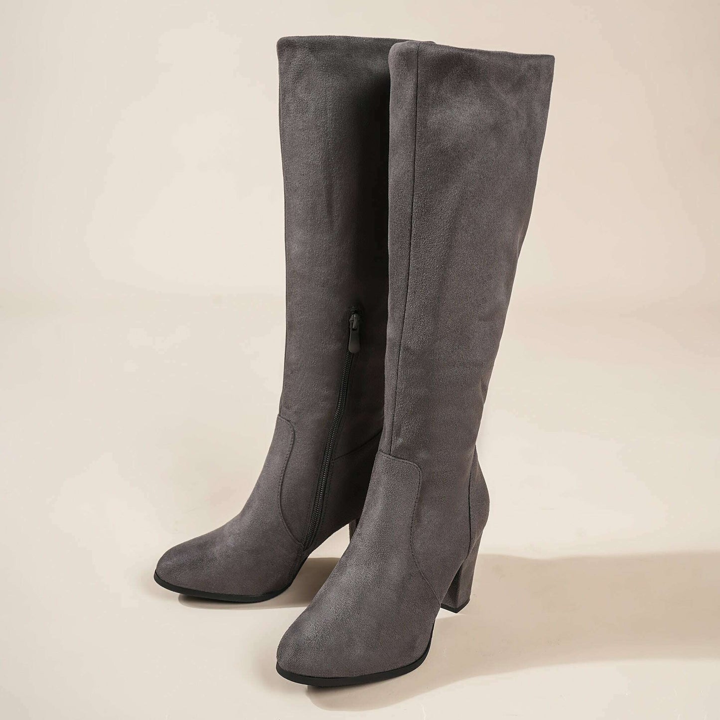 Block Heel Knee-High Winter Boots