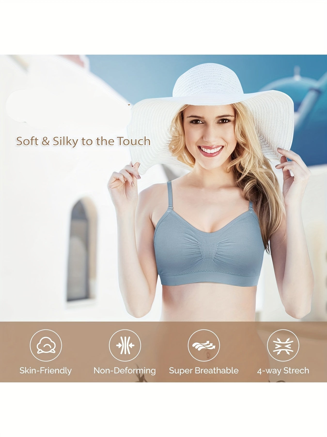 4pcs V Neck Padded Bralette Cami Bra Wireless Tank Top Bra Sports Bra with Adjustable Straps