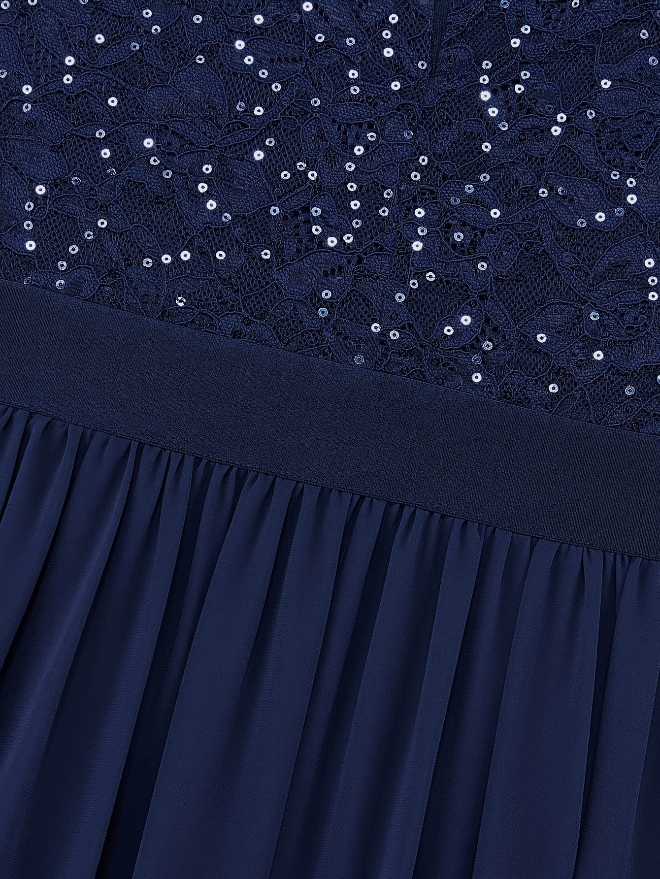 Deep V-Neck Lace Gown – Fit & Flare Sequin Dress
