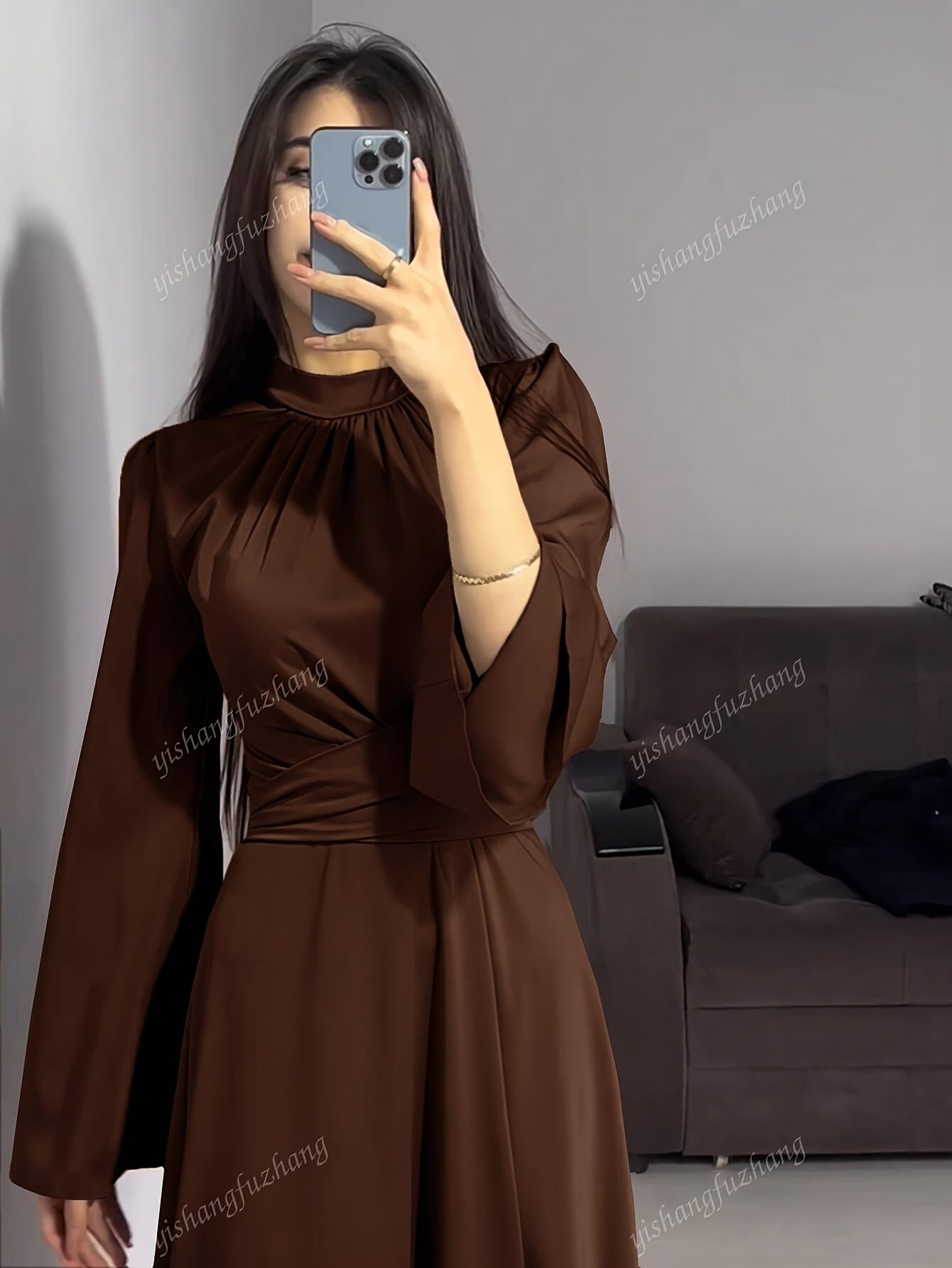 Chic Polyester Fit & Flare Dress – Timeless & Feminine