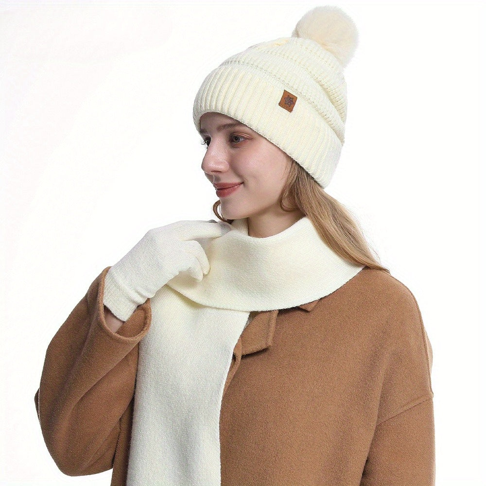 Women’s 3pcs Winter Set – Hat, Scarf & Gloves