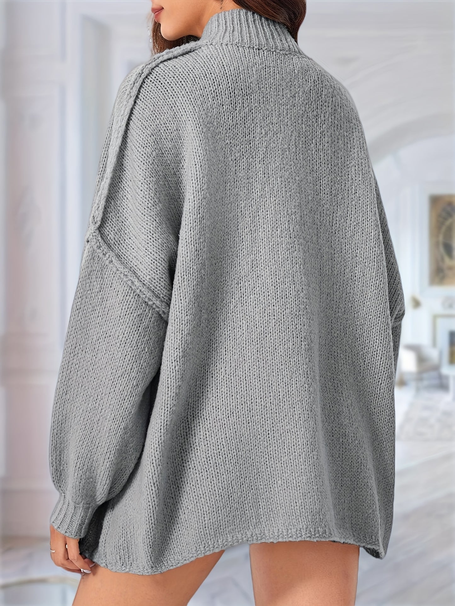 Women'S Fall Oversized Cardigan, Button Chunky Knit With Long Lantern Sleeves – Cozy Sweater Coat