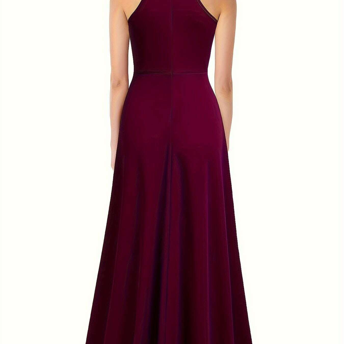 Solid Color Sleeveless Maxi Dress with Mock Neck & Split Detail - D&M Boutique