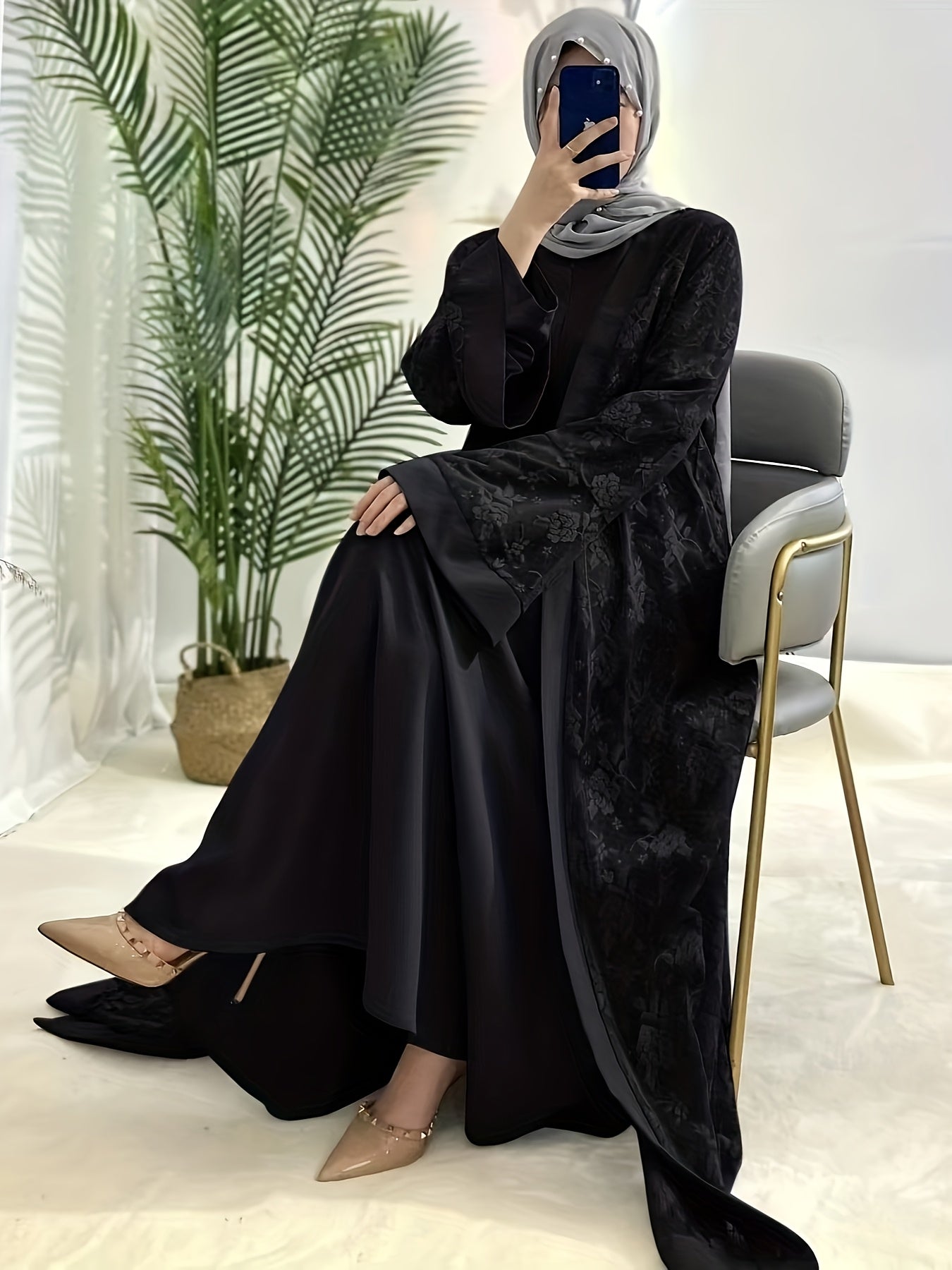 Elegant Ramadan Lace Robe Set 6420 - Long, Elegant Design for Special Occasions