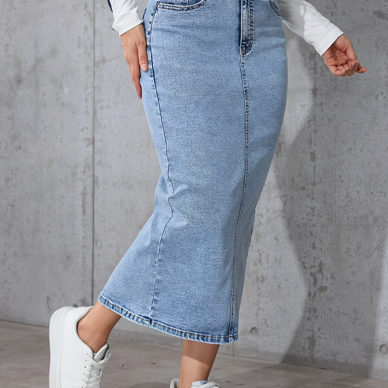 Women's New Casual Elastic Split High-Waisted Denim Skirt
