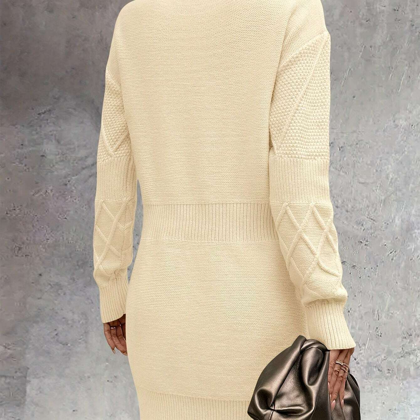 Oversized Chunky Ribbed Knit Sweater Dress for Women - D&M Boutique