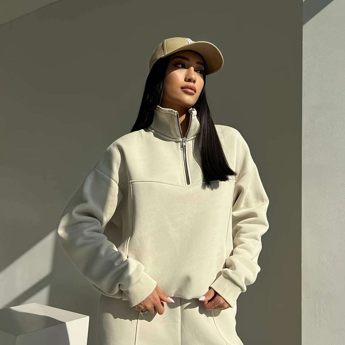 2024 Fall Fashion Stitching Padded Long Sleeve Sweater & Trousers Set