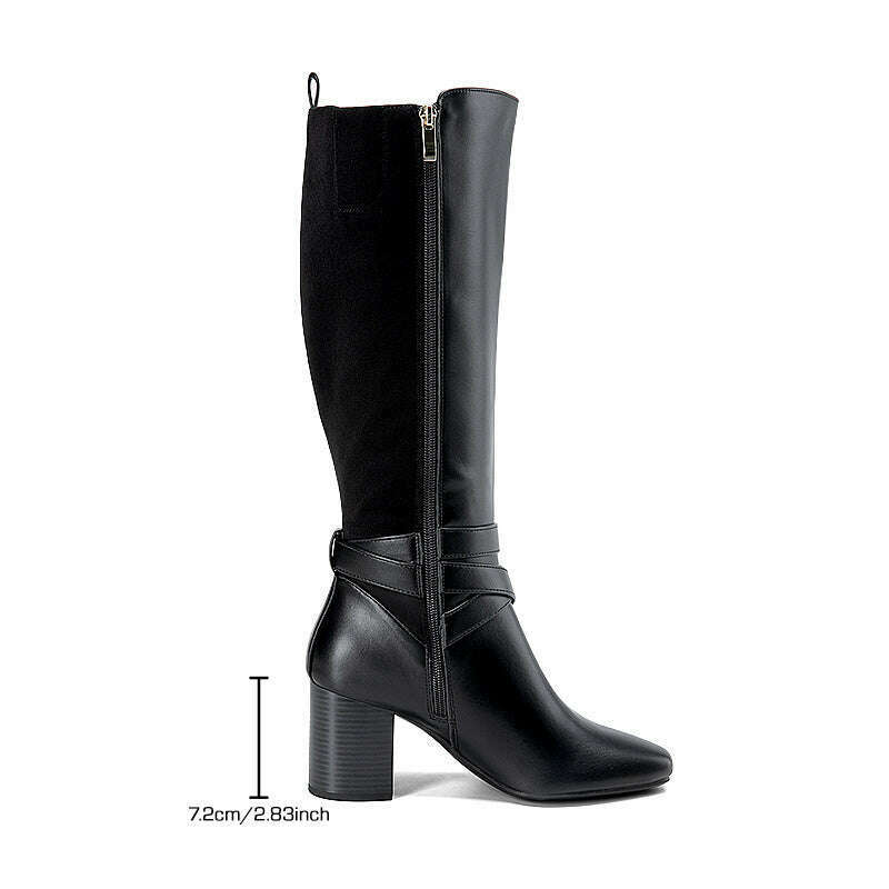 Knee High Block Heel Riding Boots