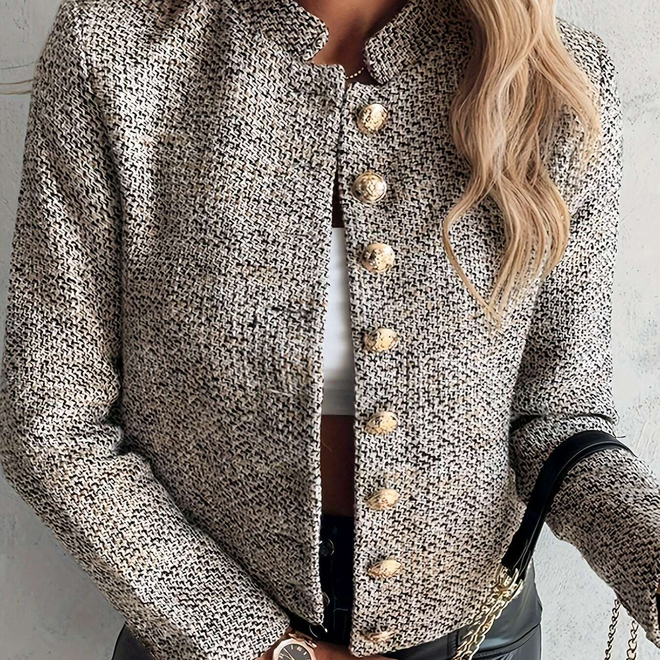 Elegant Women's Plaid Long Sleeve Button-Up Jacket