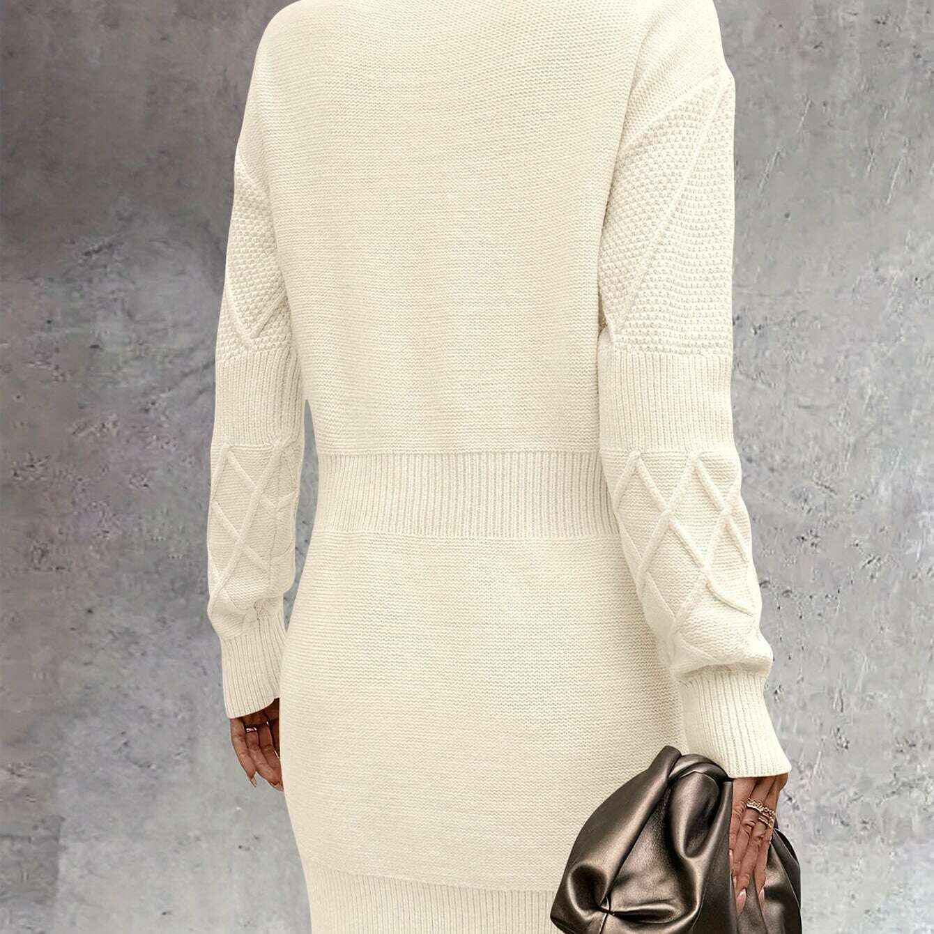Oversized Chunky Ribbed Knit Sweater Dress for Women - D&M Boutique