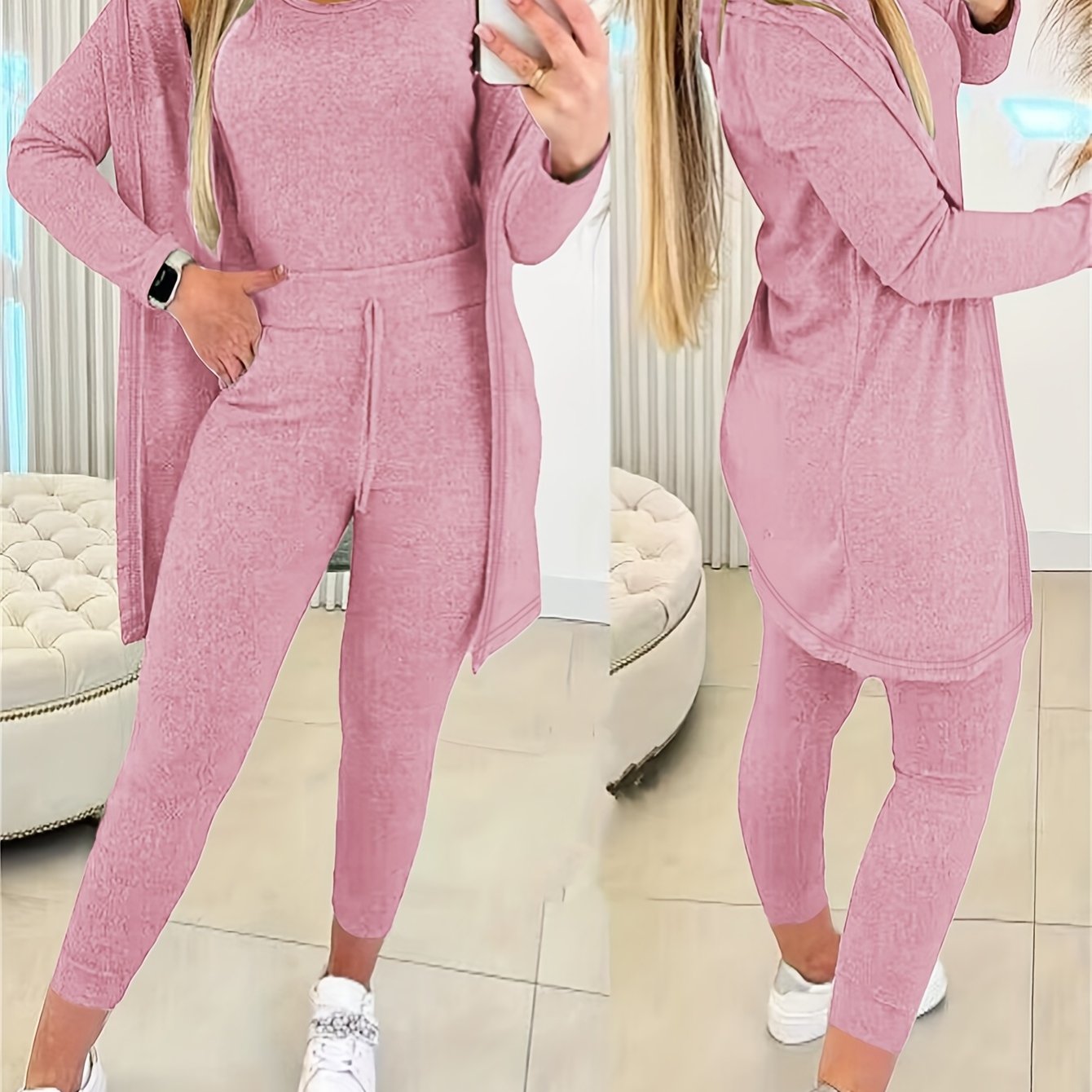 Women’s 3pcs Lounge Set – Tank Top, Coat & Pants Sweatsuit