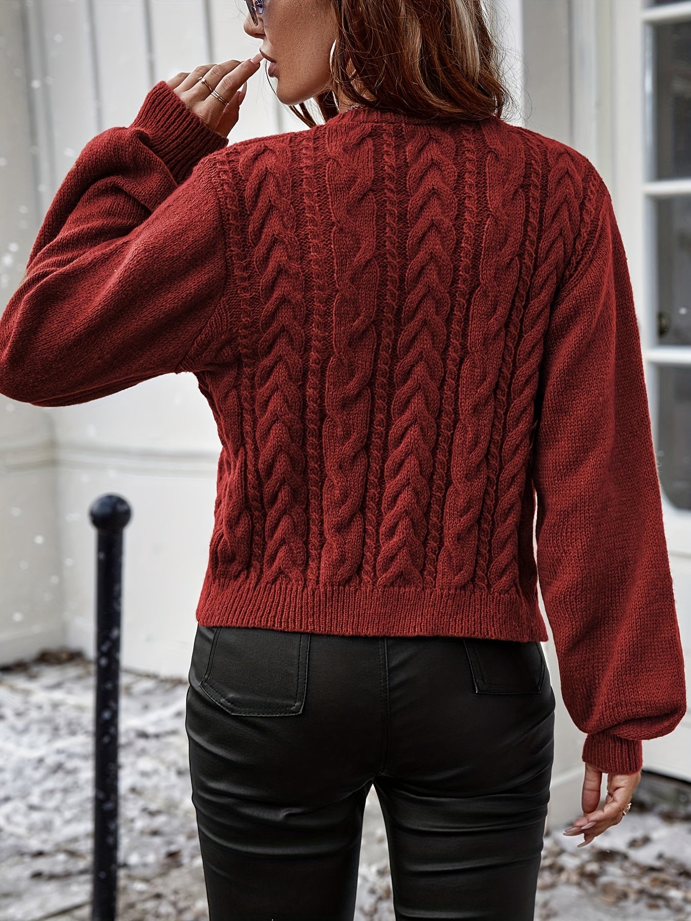 Long Sleeve Solid Color Polyester Cardigan - Elegant Casual Knit Sweater with V-Neck, Tassel Detail, and Drawstring for All Seasons