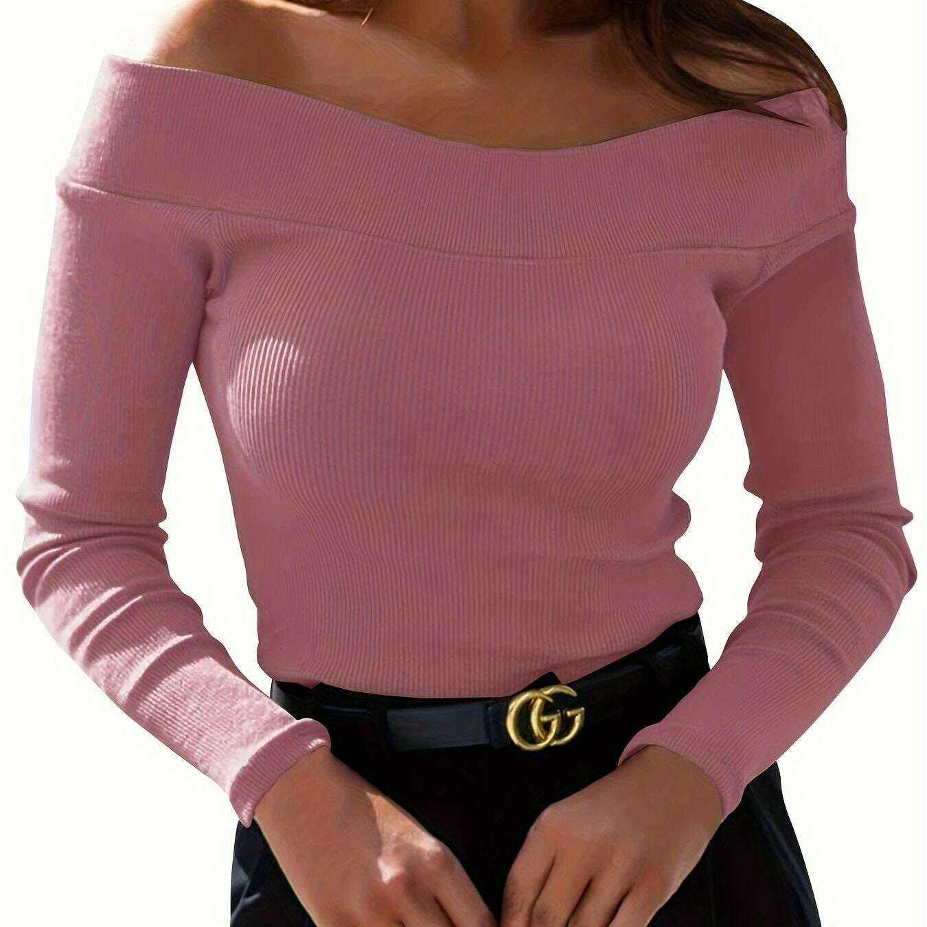 Elegant Off-Shoulder Slim Fit Long Sleeve Women's Top