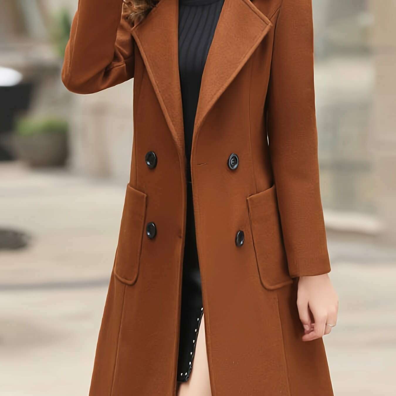 Womens Chic Solid Open Front Jacket with Lapel Neck