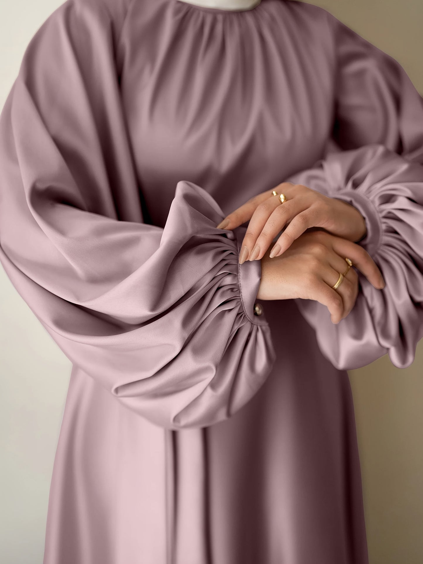 Elegant Satin Abaya with Lantern Sleeves and Belt - Long, Flowing Maxi Dress for Women, Perfect for Festivals and Special Occasions, Festival Attire|Sleek Fitted Design|Polyester Fabric