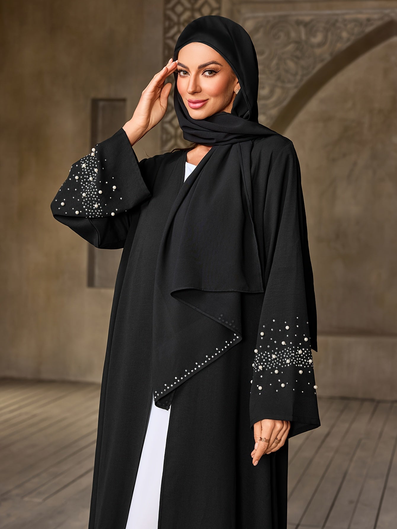 Women's Elegant Islamic Abaya Robe - Long Muslim Wedding & Everyday Prayer Dress with Headscarf, Formal/Informal Islamic Clothing, Non-Transparent Full Coverage, Hand Washable Religious Attire, Muslim Dress, Formal Event Atti
