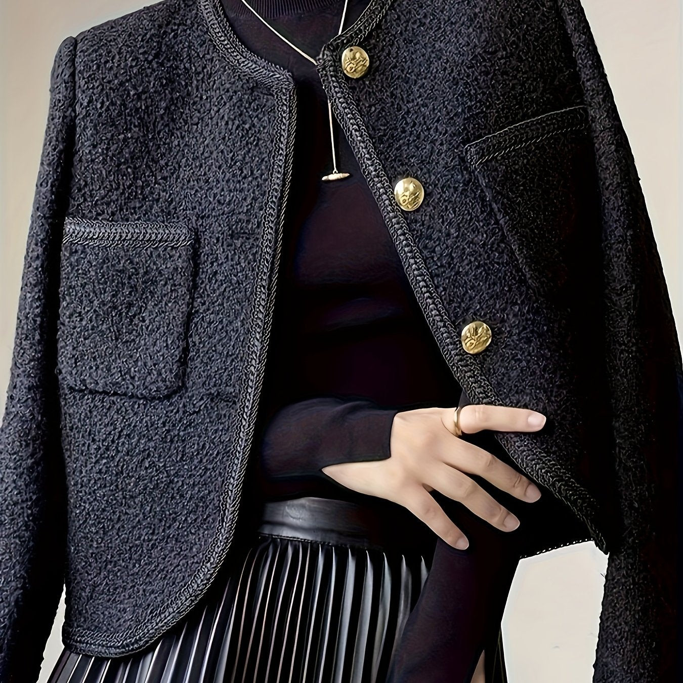 Women's Structured tweed blazer - Chic office to party Jacket with Front Button Closure, Belt loops, Non-Stretch Fabric - Fall/Winter Transitional Blazer for Professional, Formal, Everyday Outfits - Layering Essential, Formal