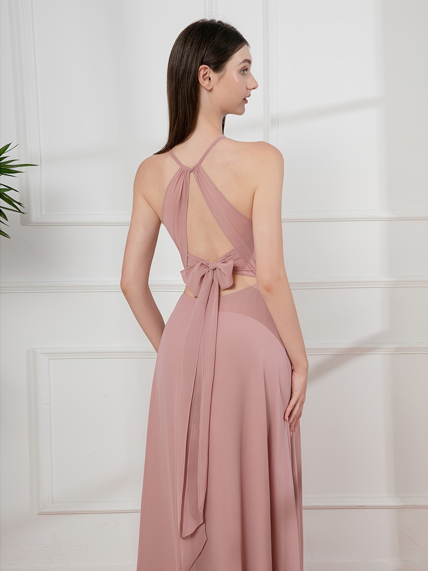 Elegant Special SH0006 Women'S Long Bridesmaid Dress - Asymmetrical One-Shoulder V-Neck with Flowing Skirt, Fitted Top & Flared Hem for Weddings, Prom, Formal Events, Wedding Dresses for Bride, Prom Gown, Sophisticated Design