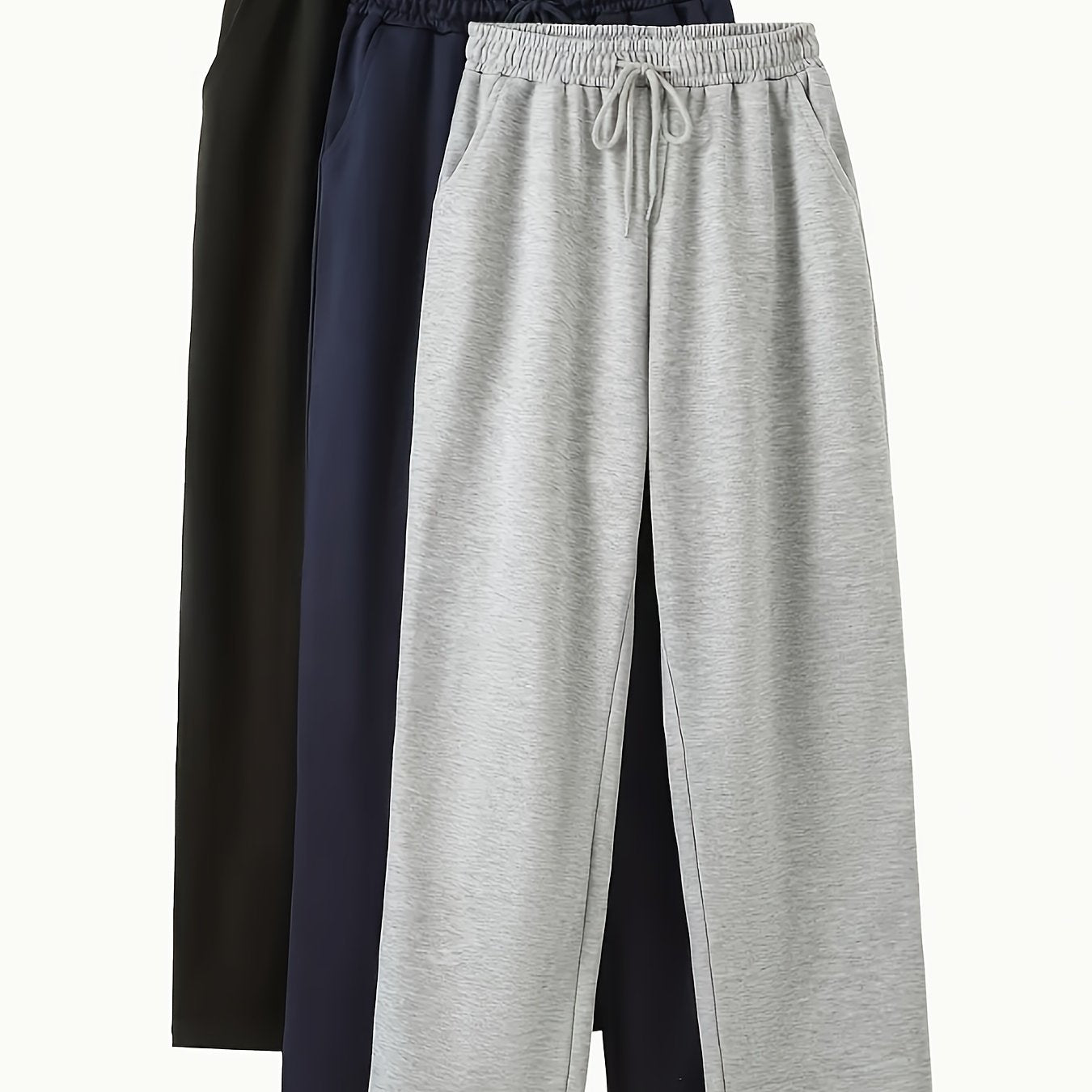 3pcs Women’s High-Waisted Casual Joggers Set – Drawstring Waist, Elastic Cuffs & Side Pockets