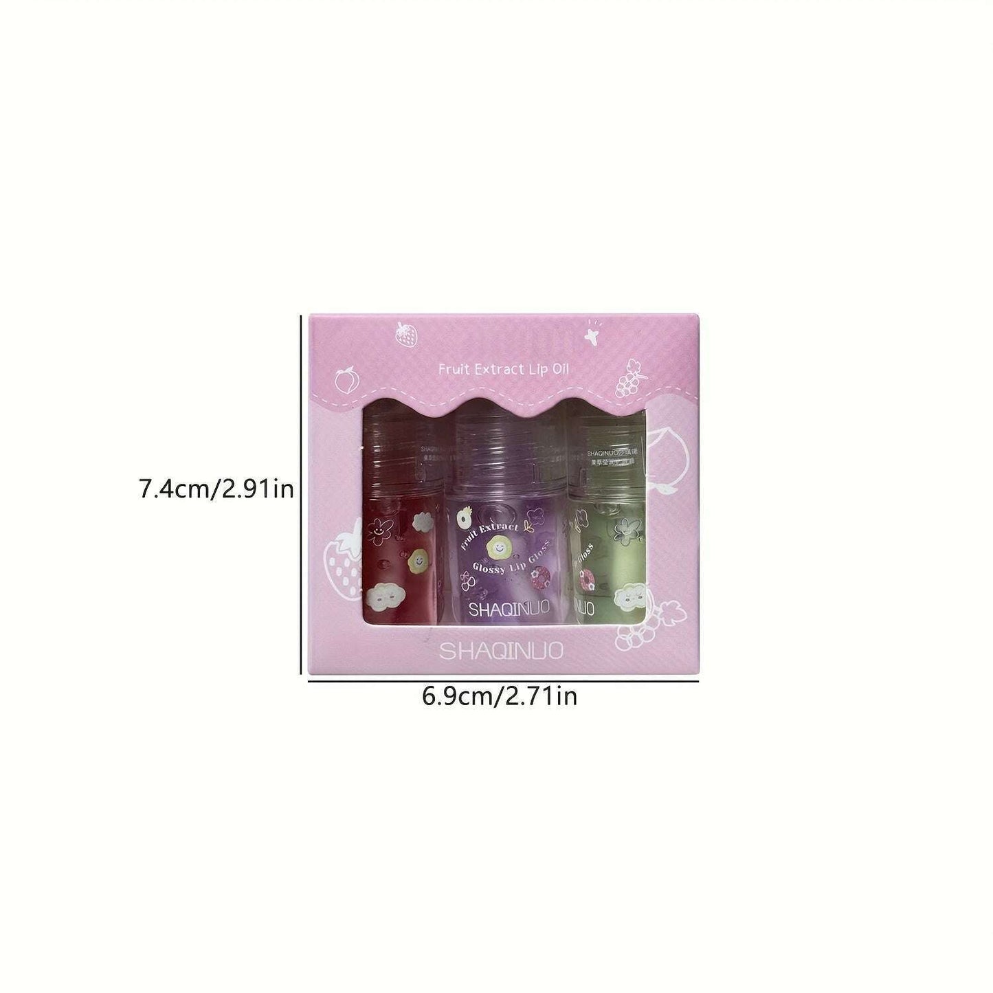 Three-Piece Fruit Essence Lip Oil Set: Plump & Moisturizing