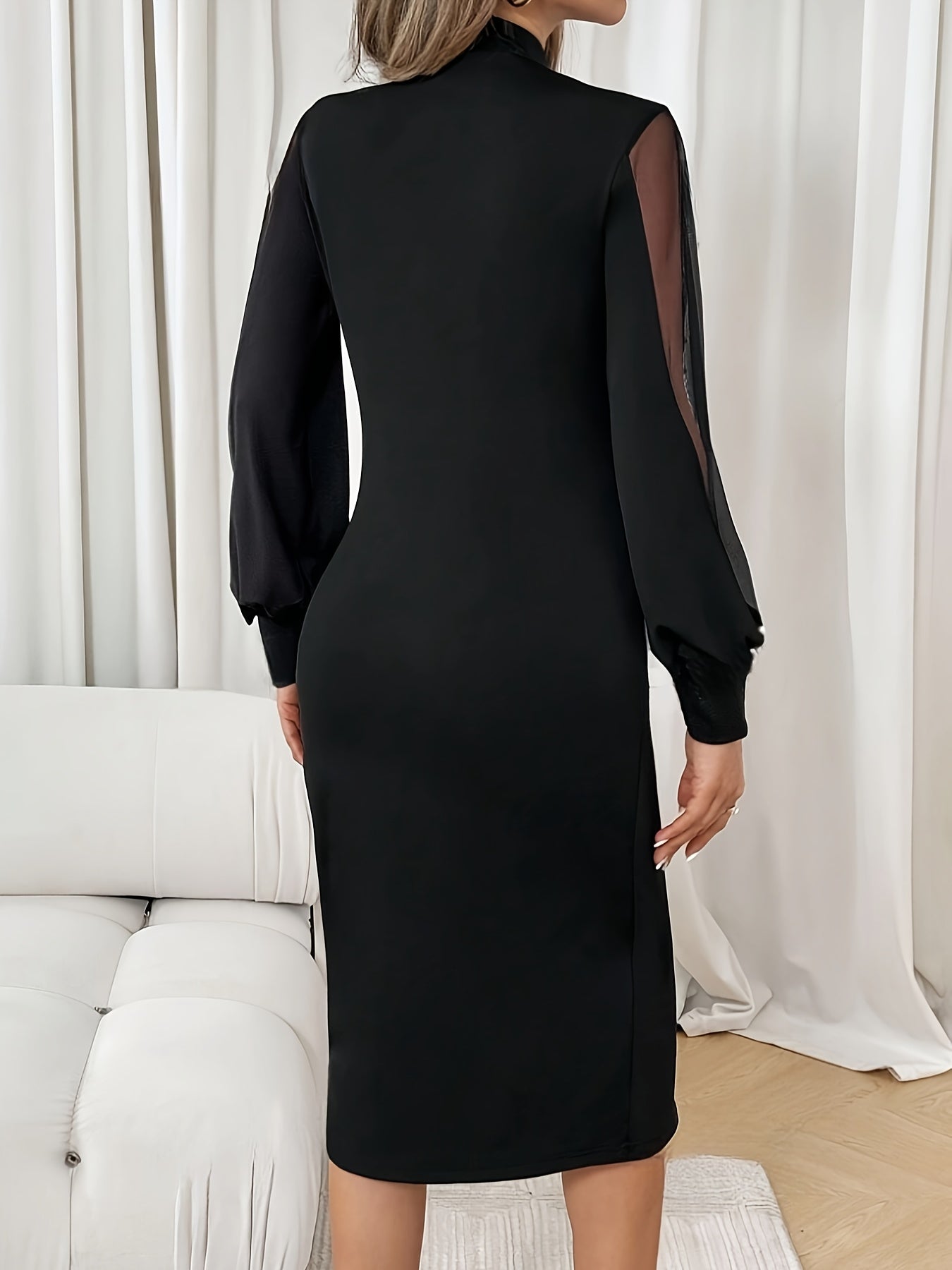 Beaded Mesh Midi Dress – Graceful & Chic
