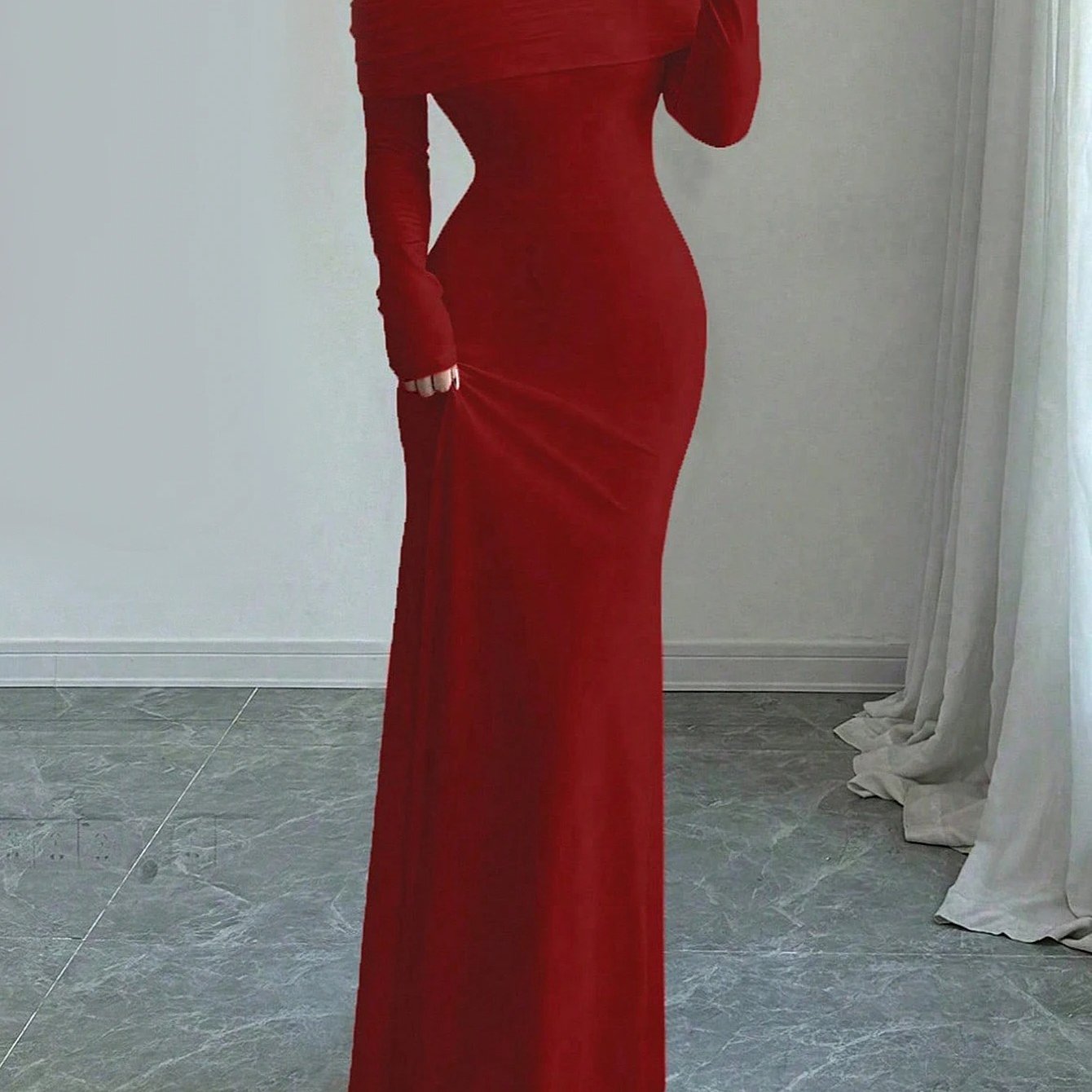 Women'S Elegant Off-Shoulder Long Sleeve Party dress - Formal to casual event gown, flatterning A-Line silhouette, Chic Evening & Everyday Outfits - Women'S Formal & Everyday Dresses, Dresses for Party, Evening Wear, Offshoul