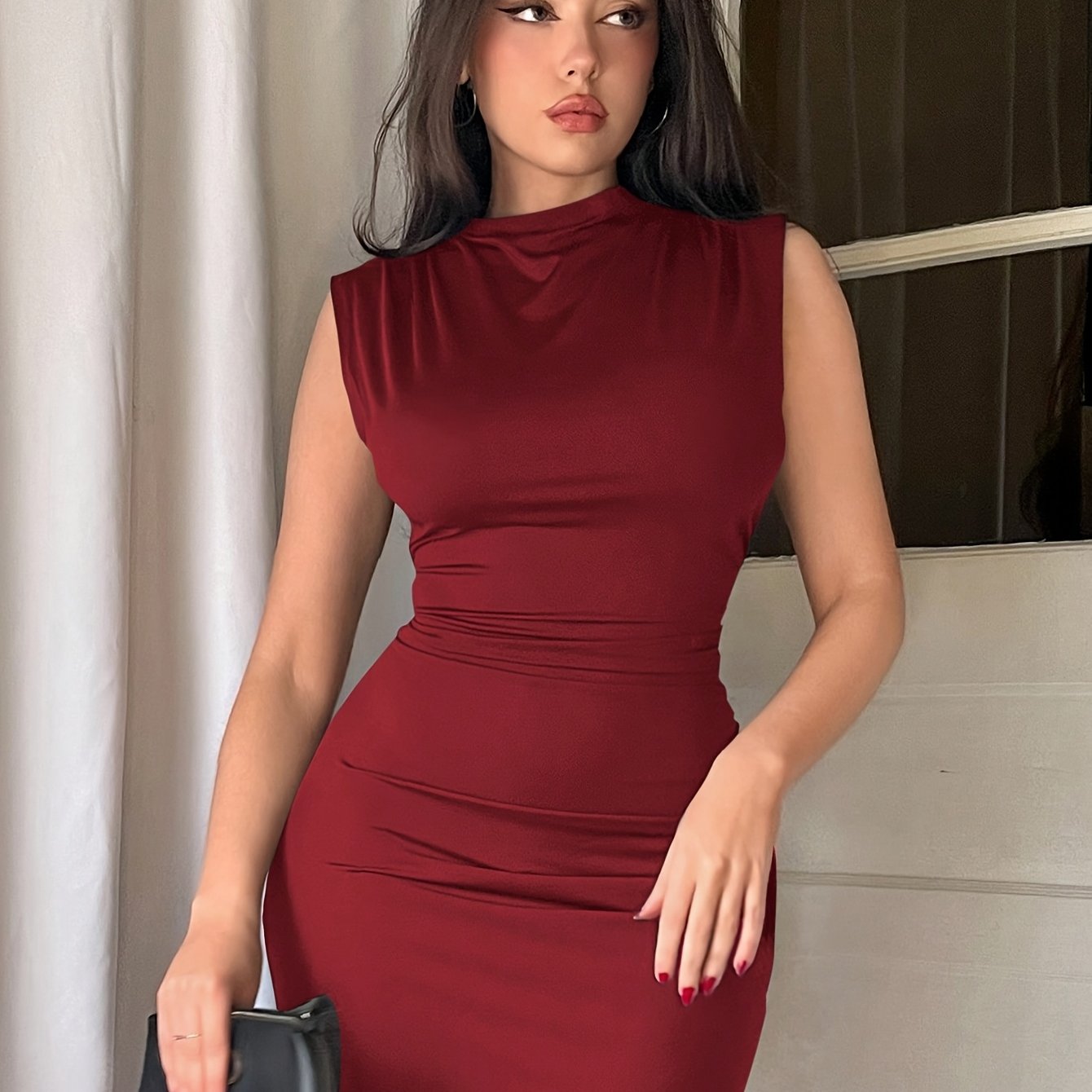 Women'S Sexy Tank Ruched Bodycon Dress Summer Sleeveless Elegant Cocktail Club Party Mini Dresses