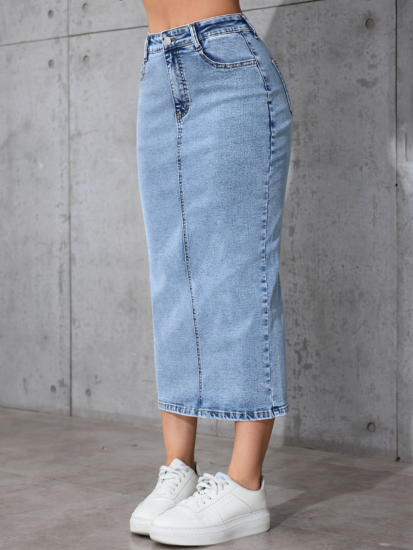 Women's New Casual Elastic Split High-Waisted Denim Skirt