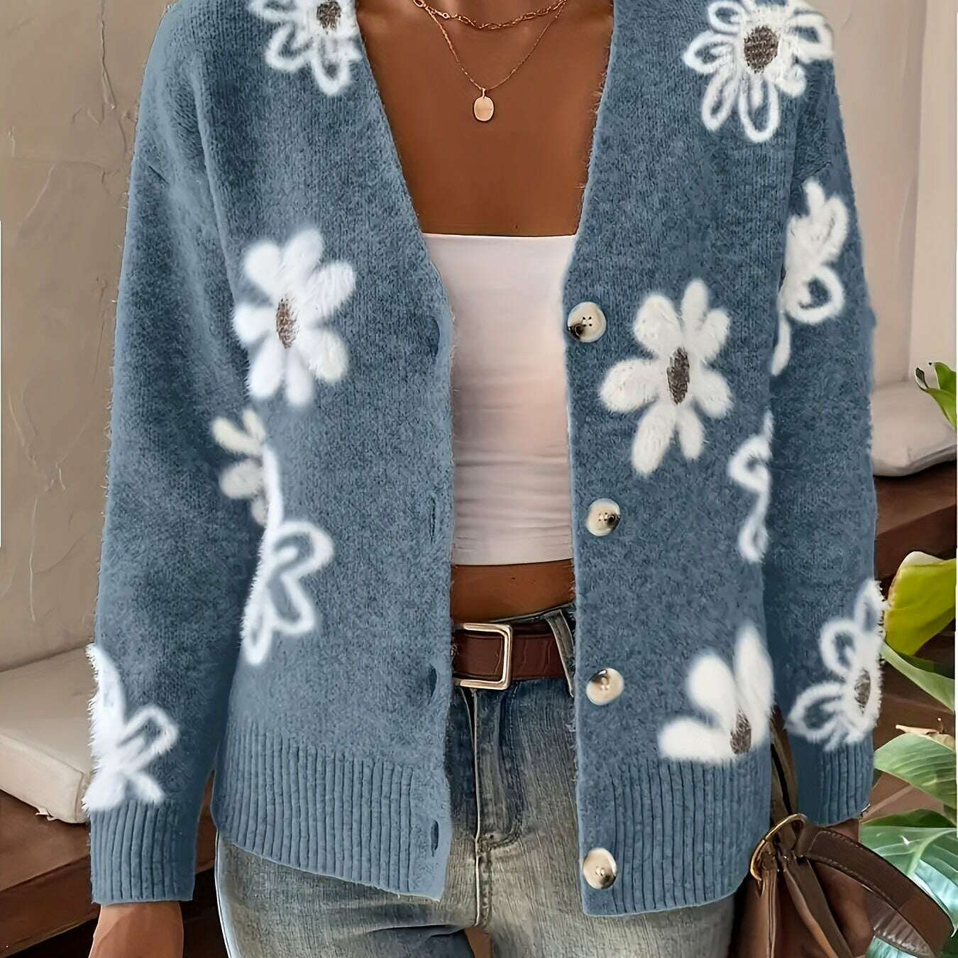 Floral Knit Cardigan for Women - Autumn & Winter Collection
