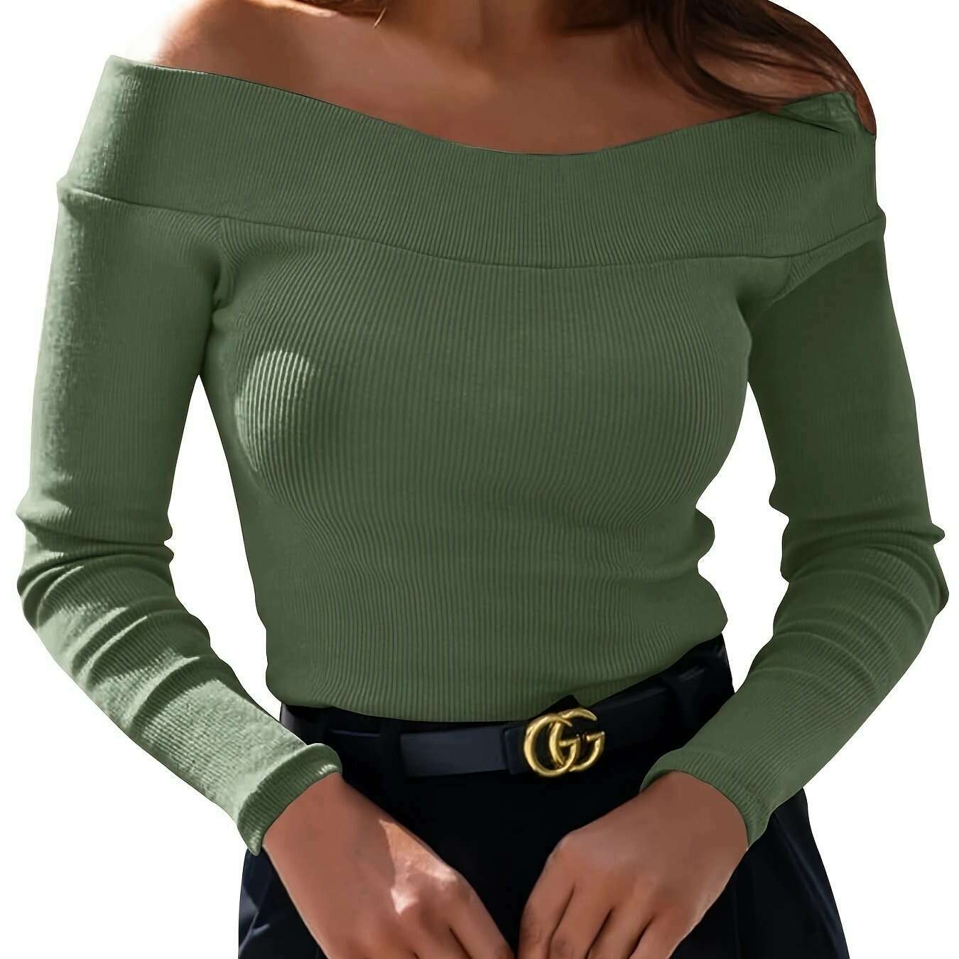 Elegant Off-Shoulder Slim Fit Long Sleeve Women's Top