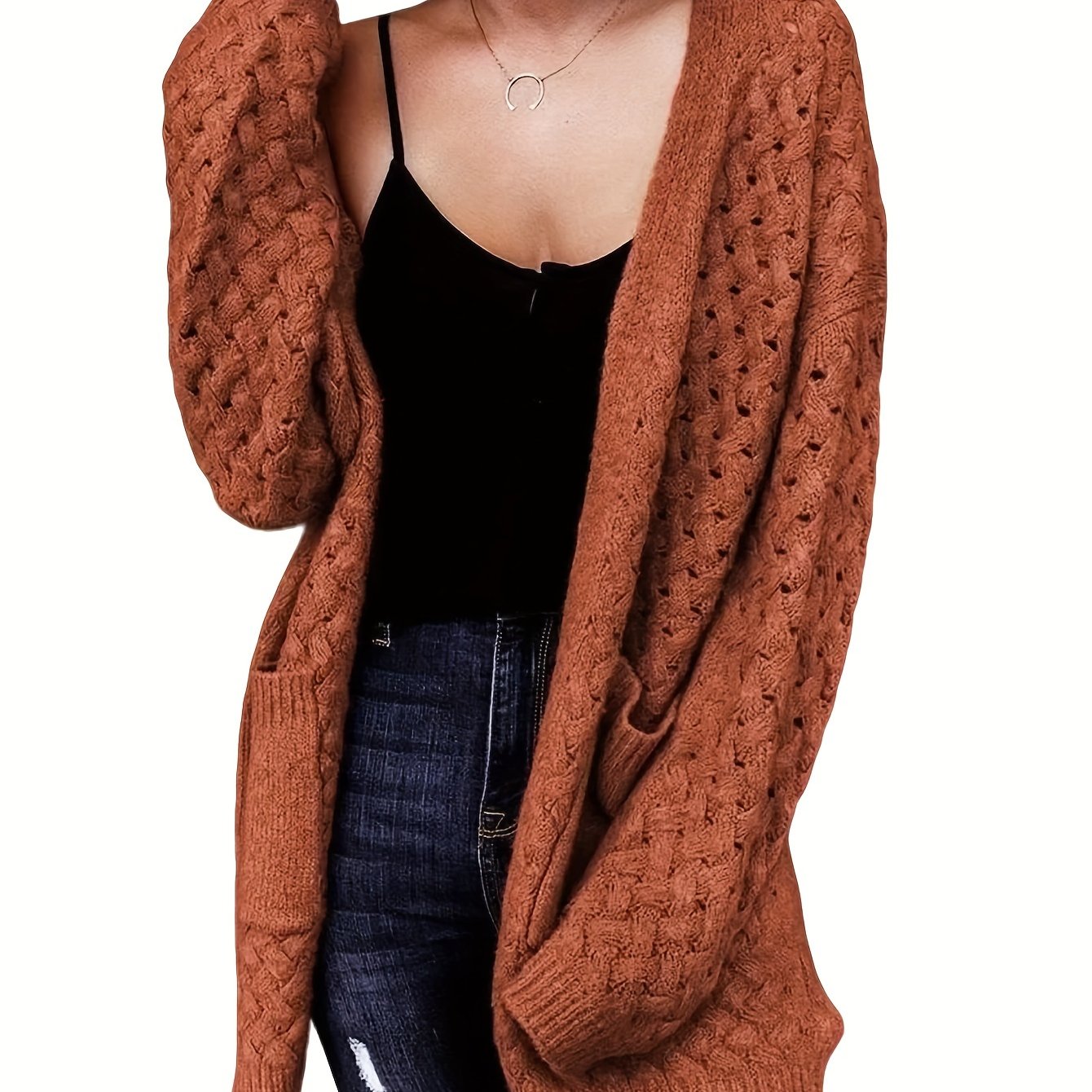 Cozy Longline Cardigan – Women's Casual Open Front Button-Up Sweater
